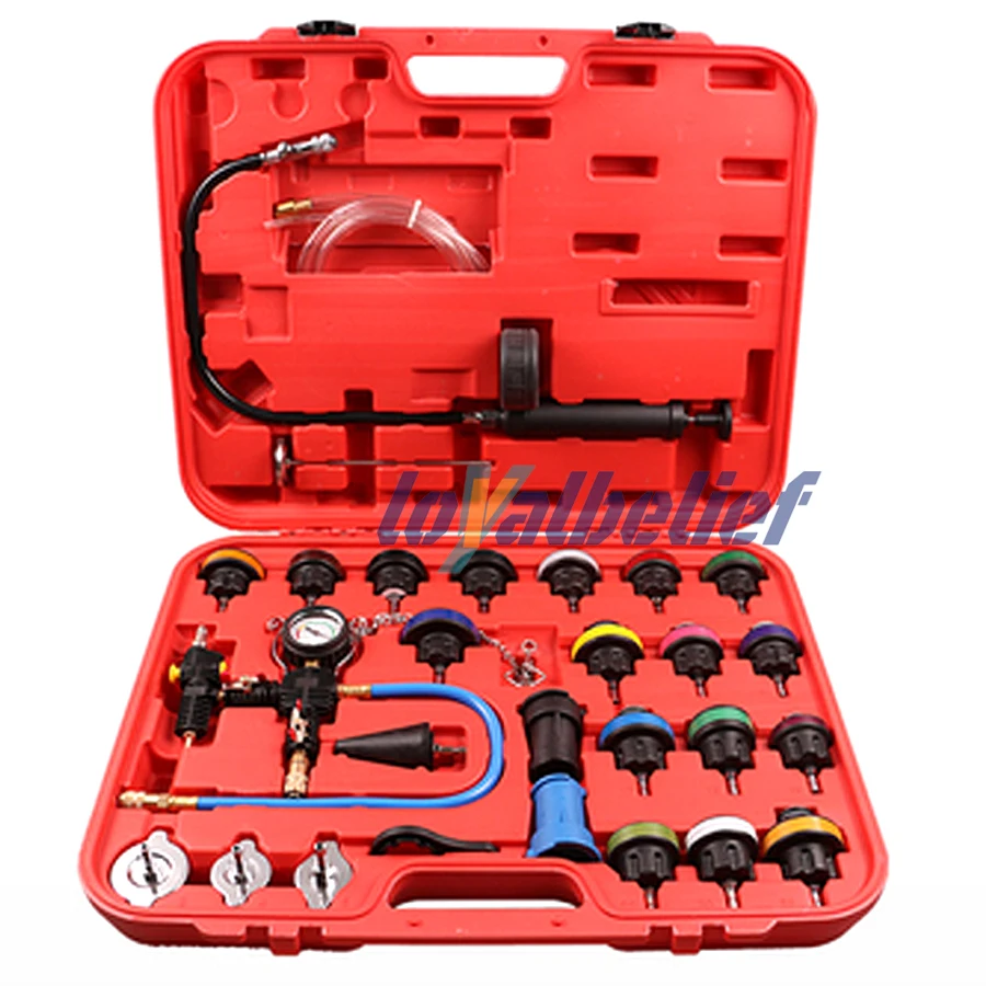 Radiator Pressure Tester - 28個入り ユニバーサルラジエーター圧力テスター 真空式冷却システムテスト検出器セット 冷却テストツール