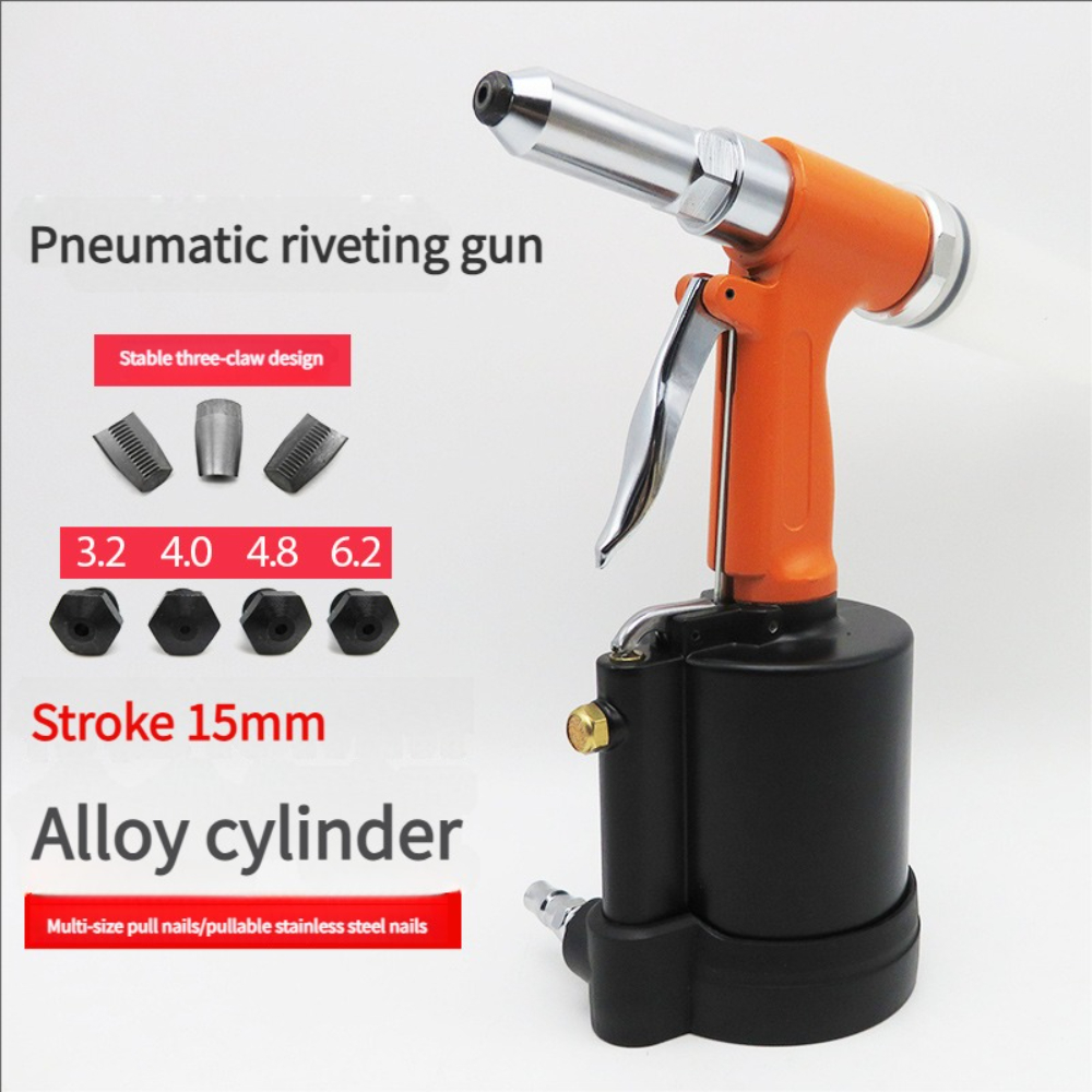Rivet Gun Air - 空気圧エアリベッターガンツールキット、3.2(1/8インチ)、4.0(5/32インチ)、4.8(3/16インチ)、6.4(1/4インチ)のヘビーデューティーエア油圧リベットガン付き