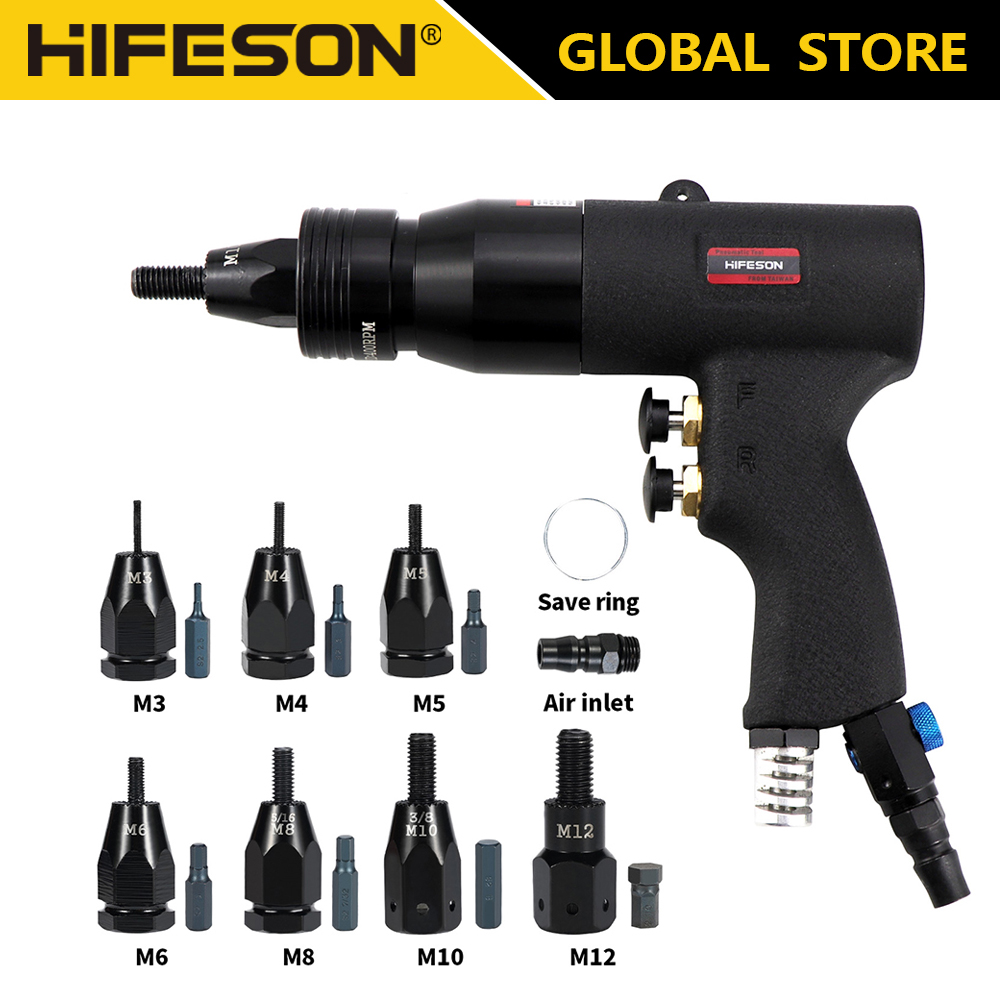 Rivet Gun Air - HIFESON セルフロック空気圧リベットナットガン挿入ねじプルセッターリベッターアルミと鉄ナット用