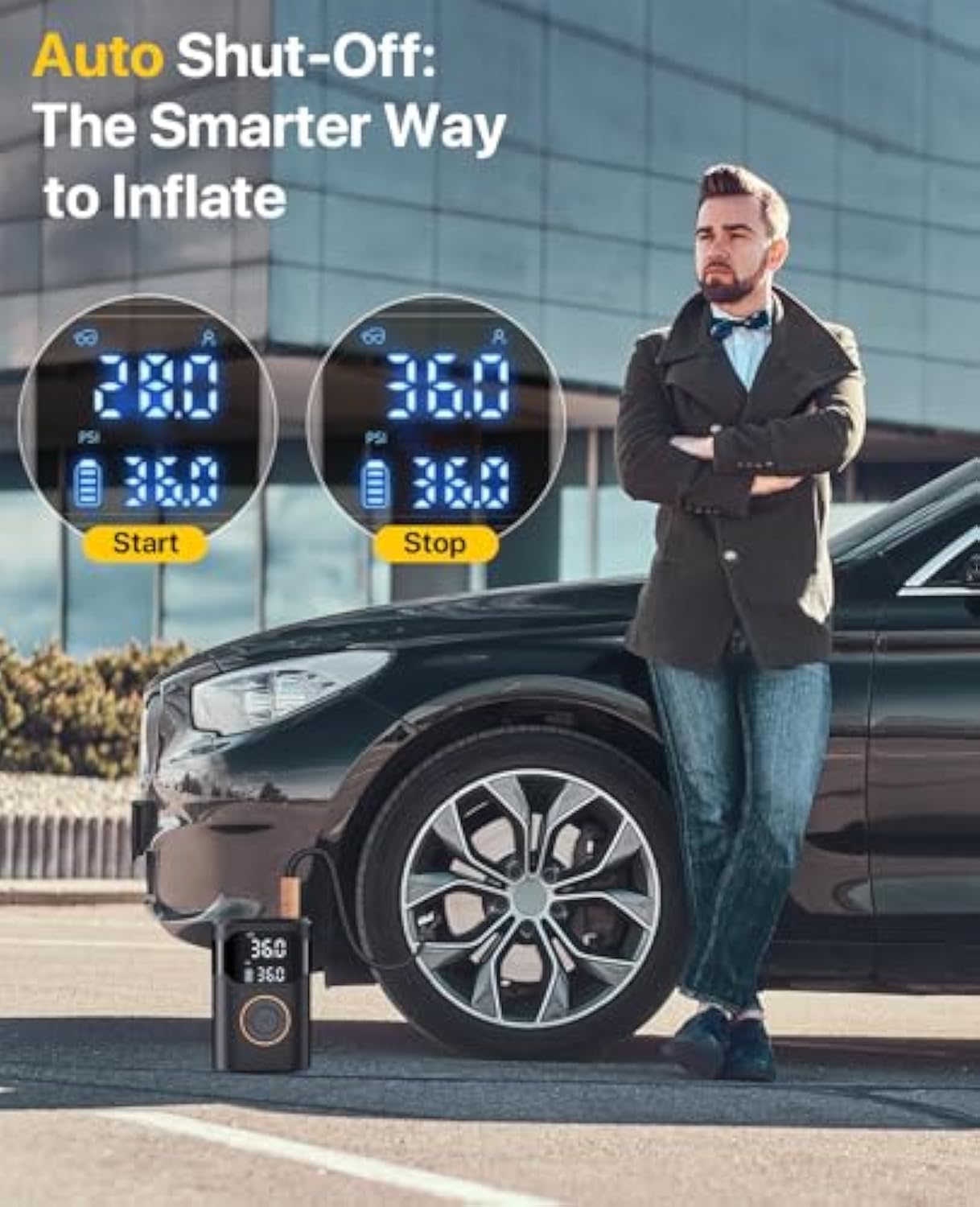 自動充電式電動ミニデジタルワイヤレスポータブルコードレスタイ - Air Compressor のレビューと価格