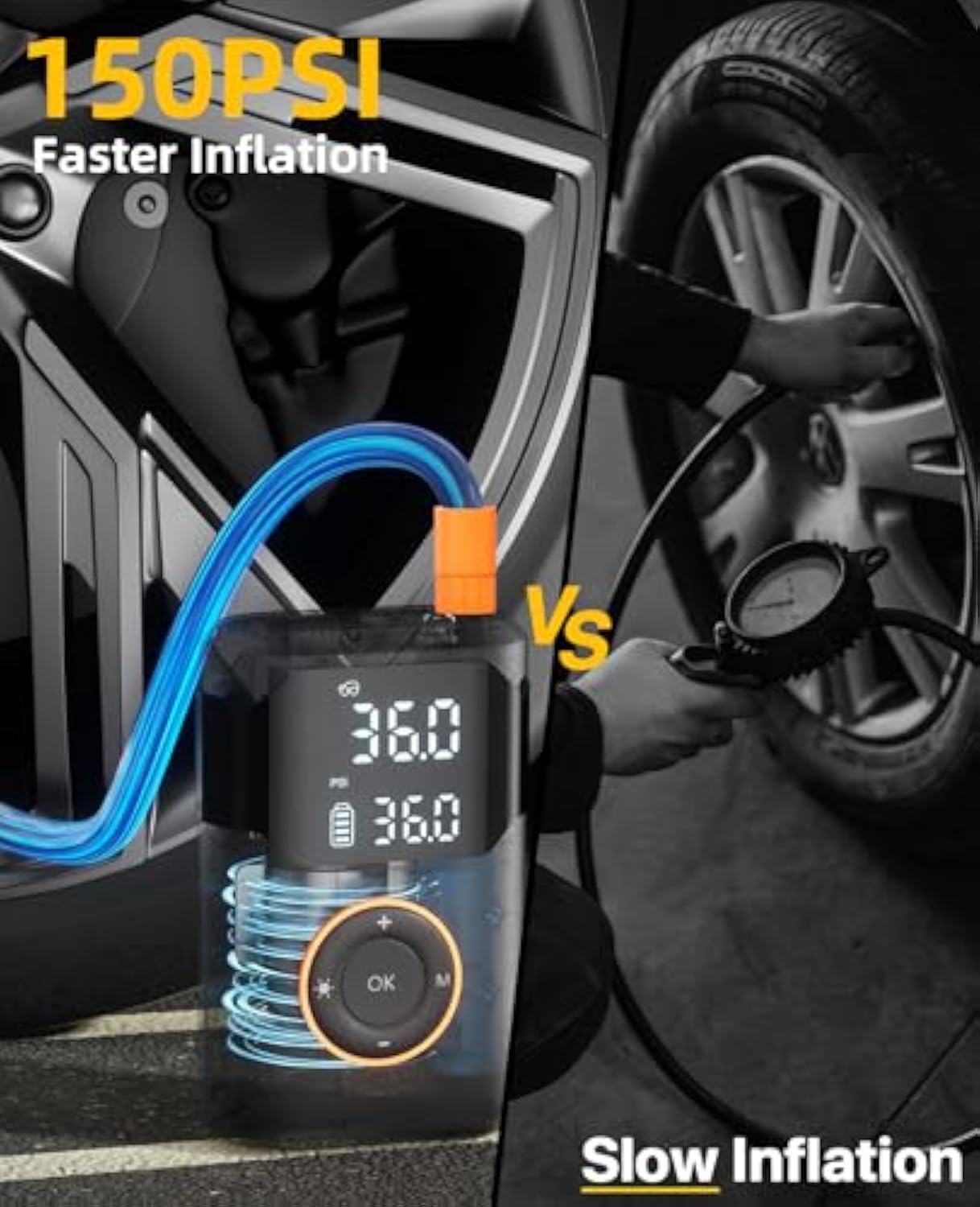 自動充電式電動ミニデジタルワイヤレスポータブルコードレスタイ - Air Compressor のレビューと価格